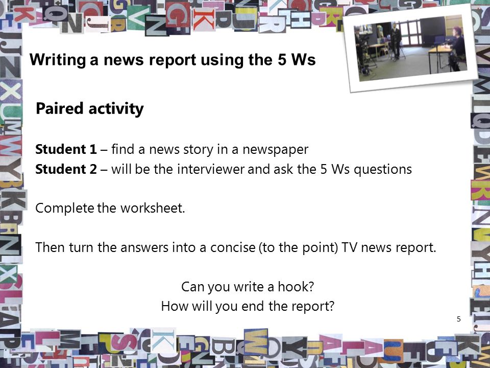 Lesson 3: Writing a news story